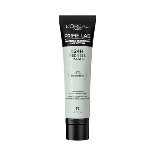Limited-time offer: L'Oreal Paris Prime Lab 24H Redness Eraser Face Primer, Grips Makeup for 24H Wear with Green Tint to Neutralise Redness, Infused with Niacinamide to Soothe and Smooth Skin Over Time, Redness Eraser from 11.99 £ to 8.99 £ (save 25%)