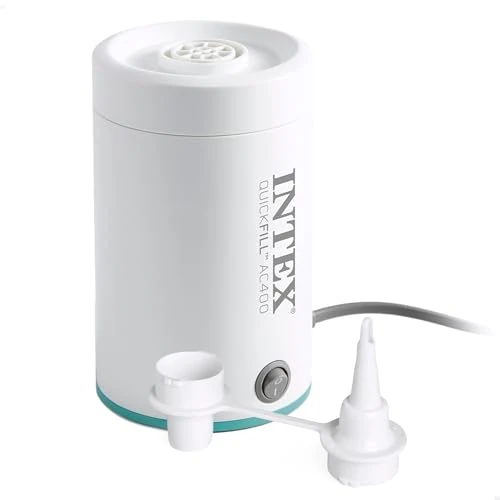 INTEX Mini hinchador eléctrico portátil, 400 l/min, Incluye 2 boquillas, Pequeño, Compacto y Ligero, Colchones y colchonetas, Bomba de Aire portátil, Inflador (66646)