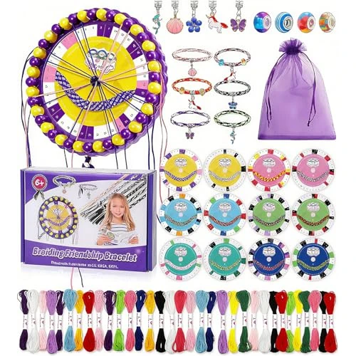 Ophy Zestaw bransoletek dla dziewczynek, zestaw do tworzenia bransoletek przyjaźni dla dziewczynek z 48 nitkami i 6 kartami do oplatania DIY, zestaw kreatywny dla dzieci w wieku 6-12 lat, prezenty