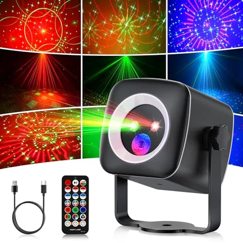 Gobikey luci discoteca, con 60 effetti luminosi, luci discoteca a ritmo di musica con effetto lampeggiante, dotata di telecomando e cavo USB da 2M, perfetta per riunioni familiari, feste musicali