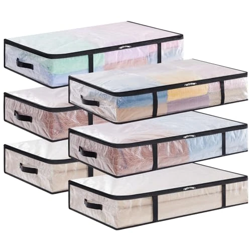 Oferta limitada: Lifewit 6 Piezas Bolsas Almacenaje Transparentes 60L - Organizador Para Guardar Ropa Debajo de la Cama Con Asas - Cajas Plegables de PP Para Mantas, Juguetes de 27.77 EUR a 27.77 EUR (ahorro 23%)