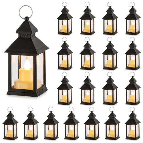 Offre limitee: NUPTIO Lanternes de Bougies Décorations Halloween - 20 Pièces Bougies LED Noir Vacillantes Mini Lanterne Suspendue avec Ornements de Noël Marocains Vintage Table Salon Intérieur Extérieur Ramadan de 58.98 EUR a 51.31 EUR (economie 13%)