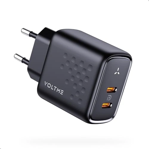 Offerta a tempo: VOLTME Caricatore USB C Doppio Porta 45W Nero, Caricatore usb c rapido GaN alimentatore tipo c doppio per iPhone 15/Pro, Samsung Galaxy S23 Ultra S22, Note 20/10, iPad Pro, Pixel, MacBook Air - 49% da 23.99 € a 12.22 €