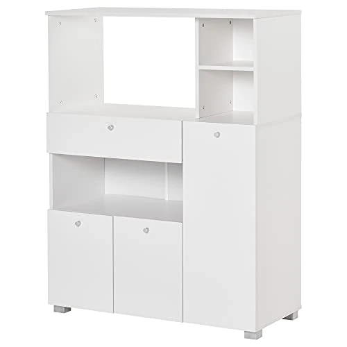 Offerta a tempo: HOMCOM Credenza da Cucina per Microonde e Forno, Mobile Cucina con Armadietti, Mensole e Cassetto, Mobile Dispensa Moderna in Truciolato per Soggiorno, 90x40x120 cm, Bianco — 13% da 139,95 € a 121,19 €