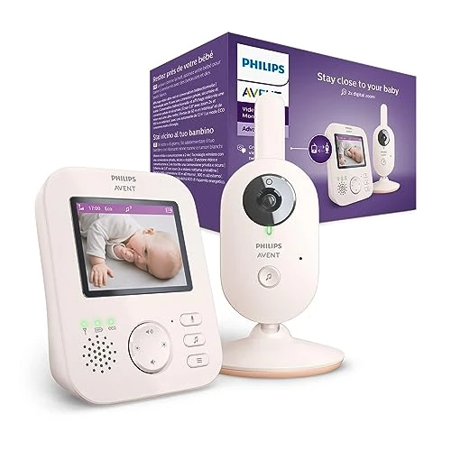 Offerta a tempo: Philips AVENT Advanced Video Baby Monitor – Baby Monitor privato e sicuro con fotocamera e audio in color corallo crema, display da 2,8" (7,1 cm), zoom x2, visione notturna, audio a 2 vie, ninne nanne - 0.00% da 160.46 € a 160.46 €