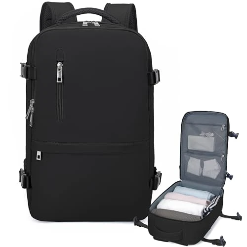 Xkdoai Cabin Bags 40x20x25 for Ryanair, Small Underseat Carry On Travel Backpack Casual Hand Luggage Flight Loptop Bags for Women Men Cabin Size Rucksack 20L Black-a