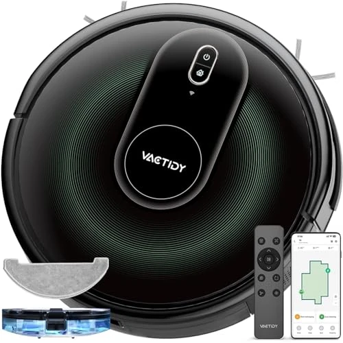 Vactidy T8 robot odkurzający, mocne odkurzanie, sterowanie za pomocą aplikacji/Alexa/Siri, robot odkurzający 2 w 1, idealny do kurzu, sierści zwierząt, włosów, dywanów i twardych podłóg