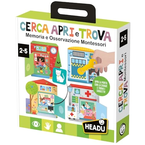 Offerta a tempo: HEADU - Cerca Apri e Trova Montessori - Memoria e Osservazione per i Più Piccoli | Gioco Educativo Montessori 2 3 4 5 Anni, Gioco Memoria Bambini, Attività con Chiave Apri e Chiudi, Made in Italy - 55% da 21.99 € a 10.00 €