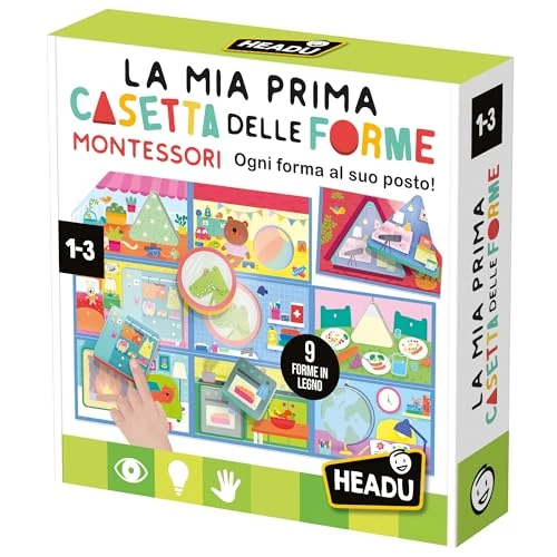 Tijdelijke aanbieding: Headu Mijn eerste huis van vormen Montessori elke vorm op zijn plaats, It57151, educatief spel voor kinderen van 1-3 jaar, gemaakt in Italië van 21.80 EUR naar 21.80 EUR (korting 0%)