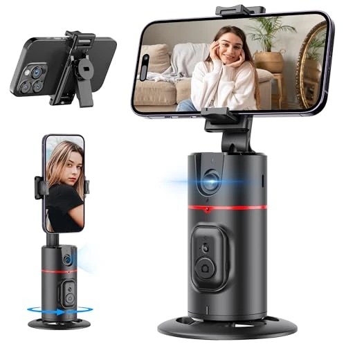 Offerta a tempo: Auto Tracking Treppiede Smartphone, Estensibile Supporto per Telefono Cellulare con Funzione di AI Tracciamento 360°del Viso e Telecomando, Niente App Richiesta, Supporto Smartphone per iPhone/Android - 33% da 40.42 € a 26.95 €