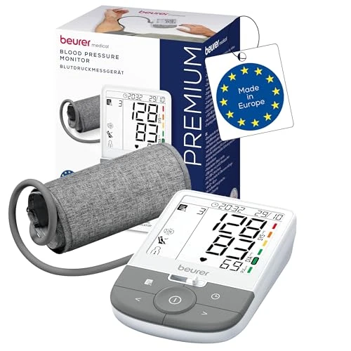 Zeitlich begrenztes Angebot: Beurer BM 53 Oberarm-Blutdruckmessgerät, made in Europe,klinisch validiert, AFib-Erkennung zur Schlaganfallprävention, Risikoindikator, Armumfänge, Datenübertragung zu Apple Health und co., Grau-Weiß von 69.99 € auf 46.98 € (3