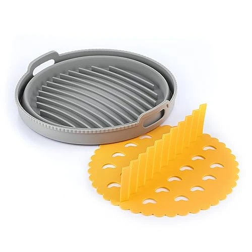 Offerta a tempo: InnovaGoods - Cestello Pieghevole in Silicone per Friggitrice ad Aria, Antiaderente, Separatore Indipendente, Multifunzione, Facile da Pulire, Grigio, Silicone — 51% da 14,66 € a 7,20 €