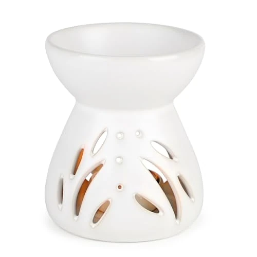 Limited-time offer: LALAGO Ceramic Fragrance Lamp, Essential Oil Burner with Candle Spoon, Oil Burner for Home Decoration Gifts, Funnel-Shaped Aroma Diffuser (White) from 24.99 GBP to 24.99 GBP (save 0%)