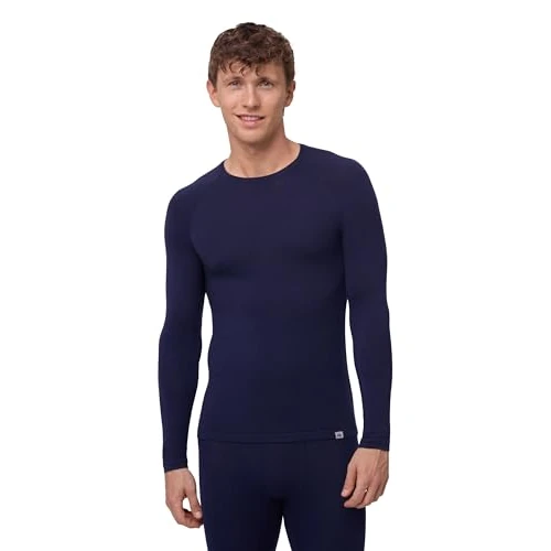 DANISH ENDURANCE Merino Langarm Shirt Herren, Thermounterwäsche Herren, Funktionsshirt, Dunkles Marineblau, L