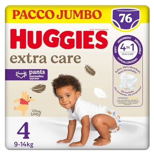 Offerta a tempo: Huggies Extra Care, Mutandine Taglia 4 (7-18 Kg), Ultra assorbente, Pacco Mega, 76 Pz - 25% da 34.99 € a 26.19 €