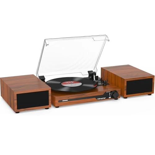Tijdelijke aanbieding: Udreamer platenspeler met 2 dubbele stereoluidsprekers, vintage draaitafel Bluetooth 5.3 ondersteunt 3 snelheden, AUX-in, RCA-lijn, USB, draadloos afspelen, bruin van 149.99 EUR naar 149.99 EUR (korting 0%)