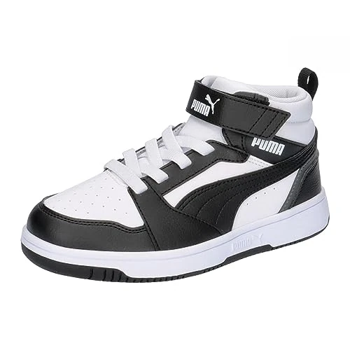 Limitiertes Angebot: PUMA Rebound V6 Mid AC+ PS Sneaker, White Black-Shadow Gray, 34.5 EU von 49.95 EUR auf 29.95 EUR (Spare 40%)