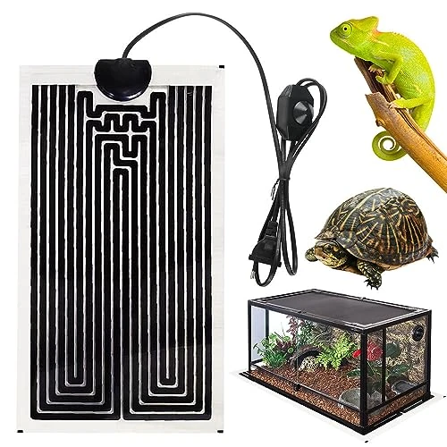 CJBIN Tapis Chauffant Reptile, 14W Tapis Chauffant Terrarium Réglable avec Contrôle De La Température, Tapis Chauffant pour Terrarium pour Reptiles, Tortue, Serpents, Lézard, Gecko (28 * 15cm)