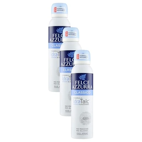 Offerta a tempo: Felce Azzurra - Deodorante Spray Classico con Formula IdraTalc, Efficacia 48 Ore, Non Macchia - 150 ml (Confezione da 3) - 41% da 8.97 € a 5.25 €