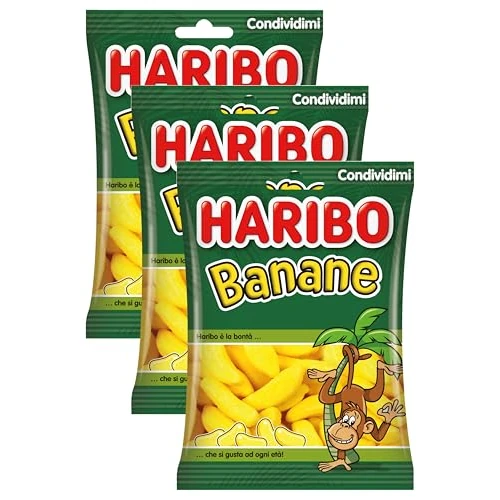 Offerta a tempo: Haribo Banane, Caramelle Gommose, Gusto Frutta, Ideali per Feste e Dolci Momenti Di Relax - 175gr (Confezione da 3) - 28% da 4.95 € a 3.57 €