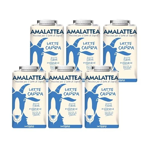 Granarolo, Leche de Cabra Amalattea, 6 Envases de Leche Entera UHT 500 ml, 100% Made in Italy, Ideal para Mujeres y Niños, Sabor Pleno, Rica Fuente de Calcio