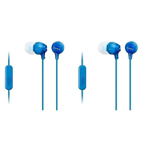 Sony Mdr-Ex15Ap - Cuffie In-Ear con Microfono, Auricolari in Silicone, Blu (Confezione da 2)