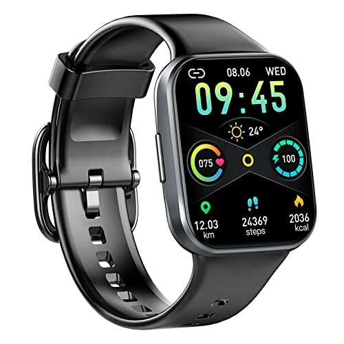 Smart Watch for Men Women, 1.69" Fitness Watch with Heart Rate Sleep Monitor/Step Counter, 2024 Fitness Tracker Smartwatch with 25 Sports Modes, IP68 Waterproof Activity Trackers for iOS Android-Black