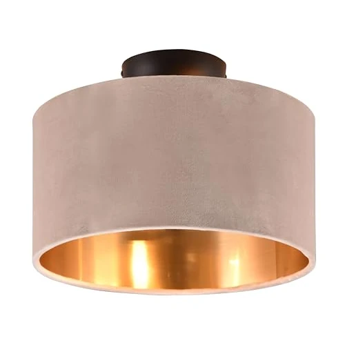 Trio Leuchten Lampa sufitowa JULIETA 619000244, mat metal, abażur aksamitny/złoto-beżowy, nie dotyczy 2x E14