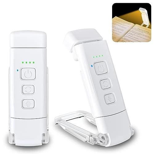 Offerta a tempo: Alyvisun Luce da Lettura, 3 Modalità di Colore e 5 Livelli di Luminosità Regolabili, [Funzione Timer e Ricaricabile via USB], Lampada da Libro con Clip, Autonomia 80 ore (bianco) - 44% da 27.99 € a 15.62 €