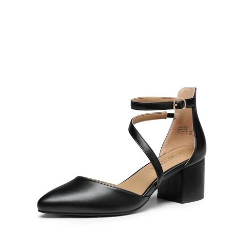 DREAM PAIRS Damskie czółenka z zakrytymi palcami,Size 38,Czarny-Pu,SDPU2354W