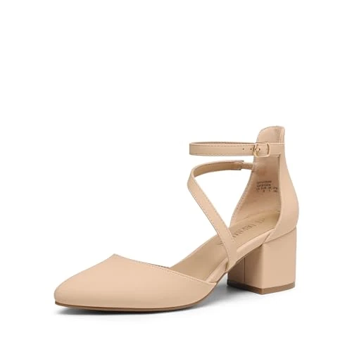 Offerta a tempo: DREAM PAIRS Scarpe Tacco Donna Eleganti,Nude-Nabuk,38 - 15% da 39.99 € a 33.99 €