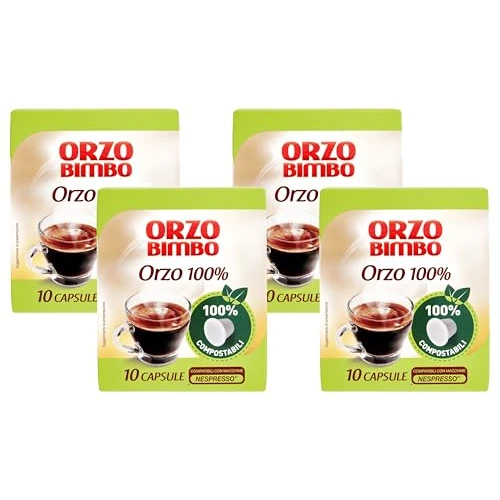 Offerta a tempo: Orzo Bimbo Orzo 100%, Capsule Compatibili Nespresso, Naturalmente senza Caffeina, con solo Orzo, per La Colazione e le Pause, 10 Capsule (Confezione da 4) - 28% da 13.80 € a 9.96 €