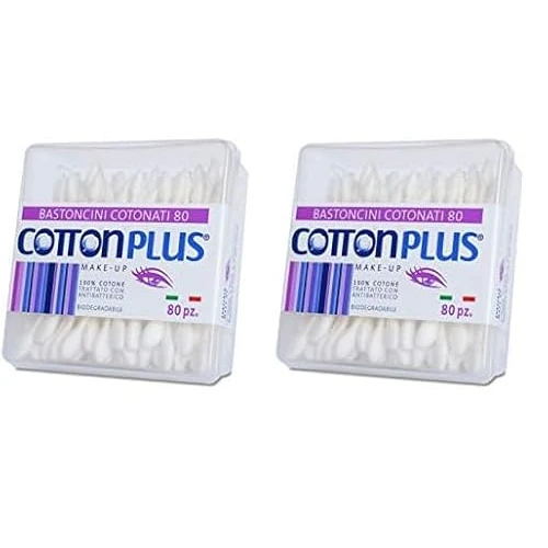 Oferta limitada: Cotton Plus - Bastones de algodón para maquillaje 80 uds. - LÍNEA BEAUTY | COTTON FIOC PARA EL MAKE-UP | Dos cabezales diferentes, dos funciones. (Paquete de 2) de 12.98 EUR a 10.12 EUR (ahorro 22%)