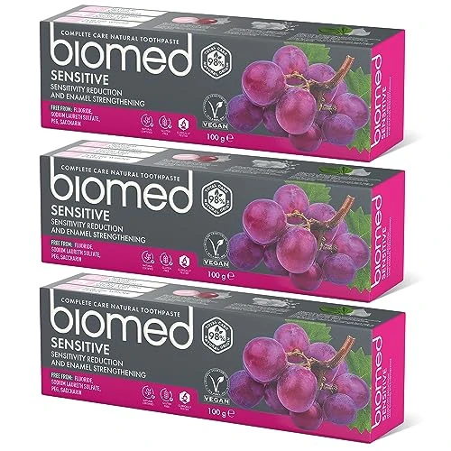 Tijdelijke aanbieding: Biomed Sensitive 98% natuurlijke tandpasta/gevoeligheid & tandglazuur versterking/rode druivenpit Extract, Vegan, SLES-vrij 100 g (pak van drie) van 9.99 € naar 9.99 € (0.00% korting)