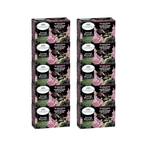 Offerta a tempo: L'Angelica, Tè Verde Houjicha, Aromatizzato alla Mora e Fiori di Ciliegio, Tè Verde Giapponese, Sapore Dolce, Avvolgente, Infusi e Tisane Orientali, 10 Confezioni da 15 Filtri - 0.00% da 27.15 € a 27.15 €