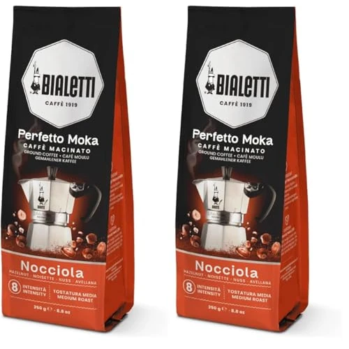 Offerta a tempo: Bialetti Perfetto Moka Caffè Macinato, Gusto Nocciola - 1 x 250 gr (Confezione da 2) - 60% da 17.54 € a 6.98 €