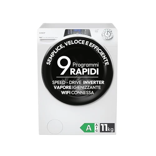 Candy RapidÓ PRO RP 4116BWMBC/1-S Lavatrice Caricamento Frontale 11 kg 1400 Giri/min Bianco, 15+1 programmi, Controllo remoto avanzato e contenuti extra (Wi-Fi + BLE), L x P x A (cm) 60x62x85