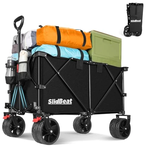 Limited-time offer: SLIDBEAT 220-330L Festival Trolley on Wheels, Camping Heavy Duty Foldable Cart with All-Terrain Wheels, Brake & Automatic Rebound Handle for Outdoor, Garden, Fishing, Shopping from 64.99 £ to 64.99 £ (save 0.00%)