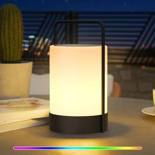 GGNOO Solar Battery Outdoor Metal Table Lamp 8 Colours Portable Solar Lamp for Table BBQ Camping Garden Patio