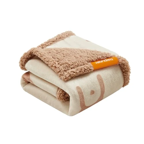 Feandrea Manta Impermeable para Perros, Vellón y Franela, para Perros Minialtura y Pequeños, Gatos, 101 x 73 cm, M, Reversible, Protección para Sofá, Cama, Lavable a Máquina, Beige PPB040K01