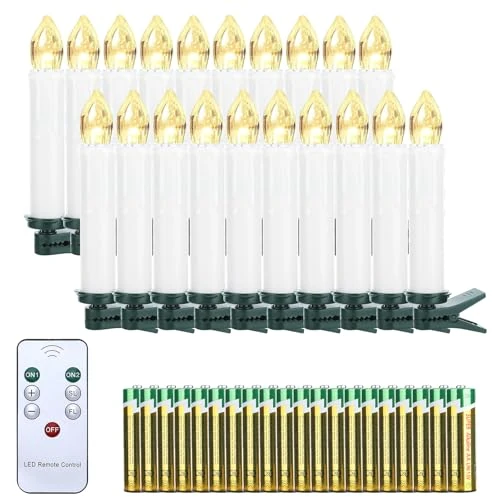 Offerta a tempo: EXTSUD 20 candele a LED, lampada a candela, luce notturna, senza fiamma, fiamme realistiche per camera da letto, regalo di Natale, Decorazione per feste, Funzionamento a batteria con Telecomando - 0.00% da 31.14 € a 31.14 €