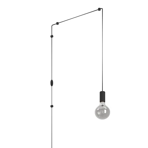 Limited-time offer: Eglo Plug in Pendant Light Pinetina, Light Cord with Switch, Hanging lamp Made of Black Metal, Ceiling Light Fitting with E27 Socket from 25.94 GBP to 25.94 GBP (save 0%)