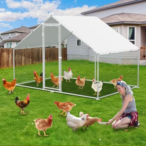 Offerta a tempo: Herrselsam Pollaio Ovaiole per Esterni, 3x2x2m Pollaio per Esterni con Telaio Zincato, Recinto con Copertura in Tessuto Impermeabile, Serratura, per Polli, Anatre e Conigli - 5% da 118.55 € a 112.62 €