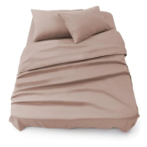 Offerta a tempo: Blumtal Set lenzuola una piazza e mezza 3pz - certificato OEKO-TEX - lenzuolo angoli 135x190x30cm + 220x275cm + 2x federa cuscino 50x80cm - in rosa - 5% da 19.54 € a 18.56 €
