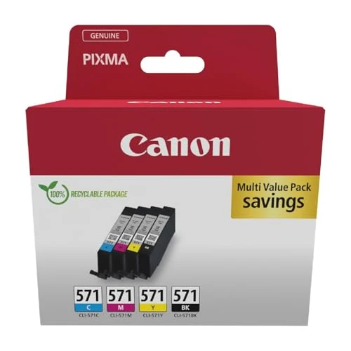 Oferta limitowana: Canon CLI-571 oryginalne wkłady atramentowe, 4 sztuki (czarny, cyjan, magenta, żółty) – tektura bezpieczeństwa wielopak z 218.34 zł na 218.34 zł (oszczędź 0.00%)