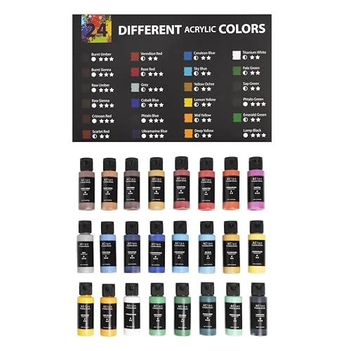 Offerta a tempo: Elan Set di Colori Acrilici per Pittura su Tela, 24 Tubetti da 60 ml - 56% da 44.95 € a 19.95 €