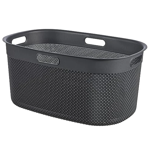 Keter Curver Wasmand voor badkamer, grijs, inhoud 45 liter, 100% gerecycled, 45 x 35 x 61 cm