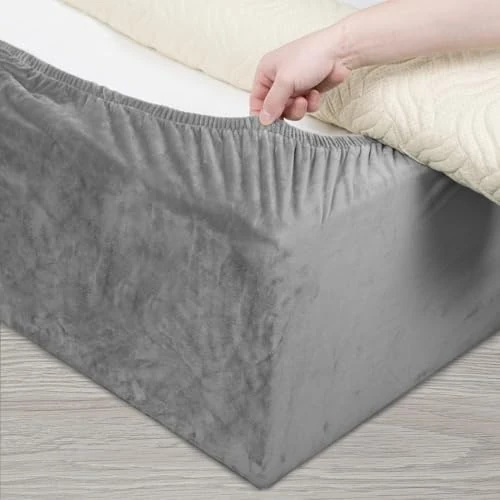 Offerta a tempo: DUJUIKE Mantovana Giroletto Vestiletto Coprirette, Mantovana in velluto riccio per divano letto, Protezione Del Giroletto, Trasforma una base per letto(Cal King Bed Width:180-190cm,Grigio Chiaro) - 46% da 40.99 € a 22.06 €