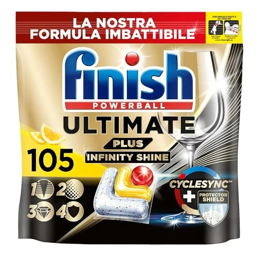 Offerta a tempo: Finish Ultimate PLUS Infinity Shine - 105 Pastiglie per Lavastoviglie — 30% da 26,99 € a 18,99 €
