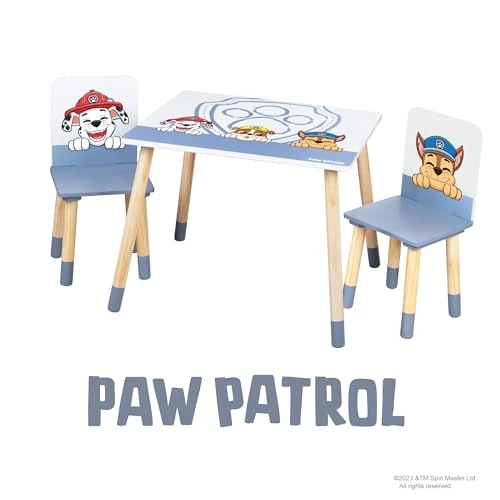 Limited-time offer: roba Kids' Seating Set 'Paw Patrol' - 2 Chairs + 1 Table - Series Design - White/Natural Wood from 79.57 £ to 79.57 £ (save 0.00%)